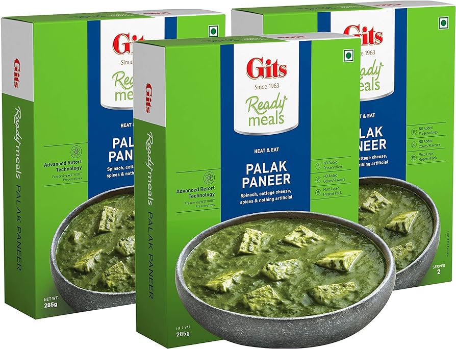 Gits Ready meals Heat & Eat Palak Paneer 300 g (Ready to Eat)